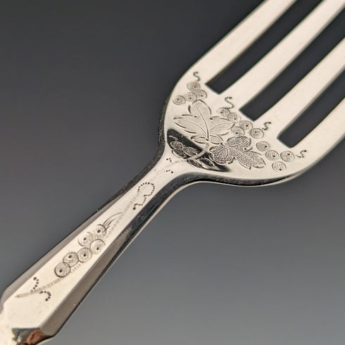 1880 年英國古董雕刻白色珍珠手柄甜點餐具 3 副套裝斯托克斯和愛爾蘭